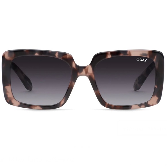 QUAY Total Vibe Sunglasses Milky Tortoise Frame Smoke Gradient Lens Square NWT